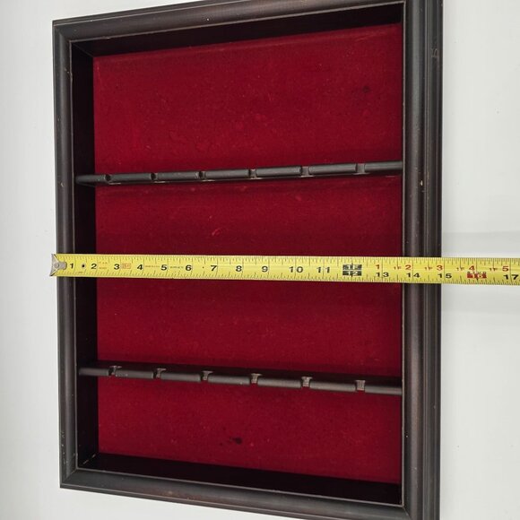Shadow Box Display Frame Wood Red Velvet Insert Black Finish Mid-Century, Spoons - Picture 7 of 8